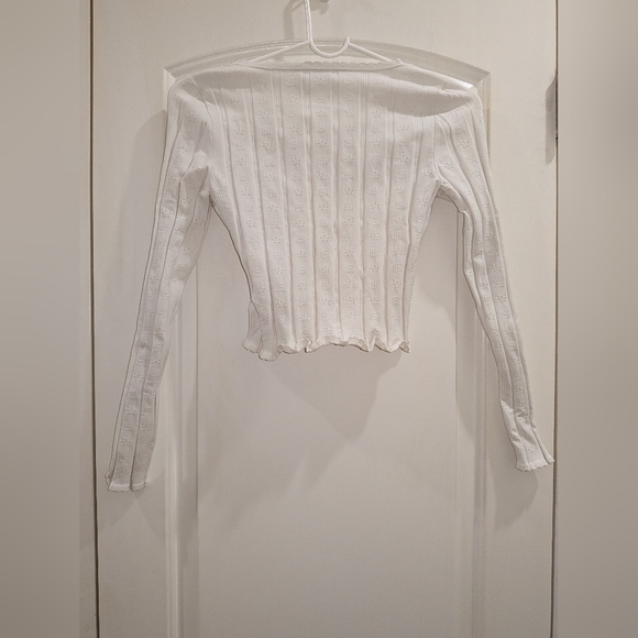 15. NWOT ALEXANDER WANG LOGO SCOOP LONG SLEEVE PULLOVER IN SOFT WHITE - Picture 10 of 10